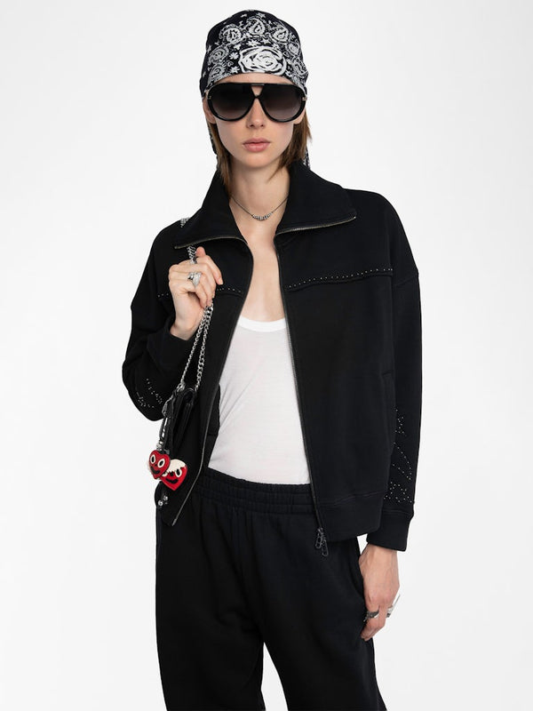 MILLY ZIP UP SWEATSHIRT - BLK