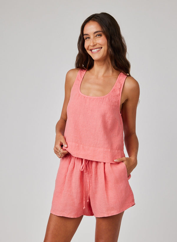 SCOOP NECK TANK - CAMELLIA CORAL