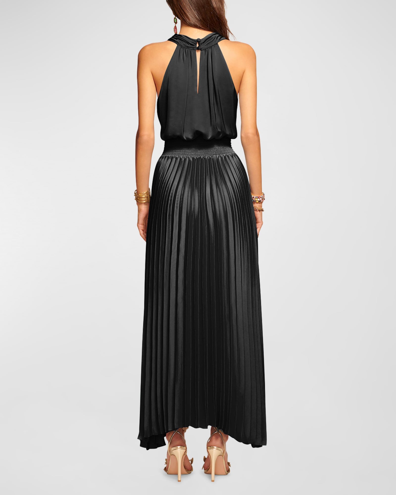 ramy brook arina halter dress Ramy Brook Women's Arina Pleated Halter Dress - Black