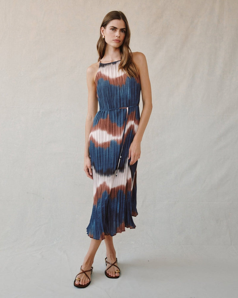 PLEATED MIDI DRESS - MIDN TID PRT