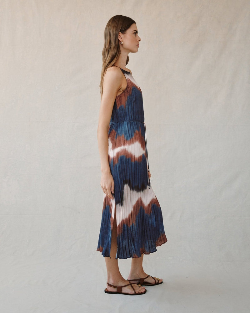 PLEATED MIDI DRESS - MIDN TID PRT