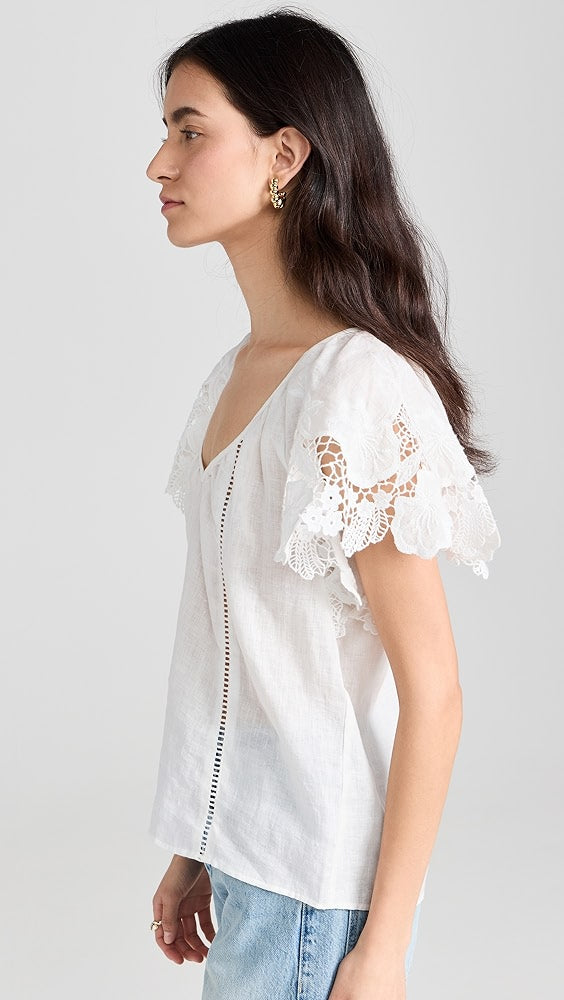 HILLARY EMBROIDERED S/S BLOUSE