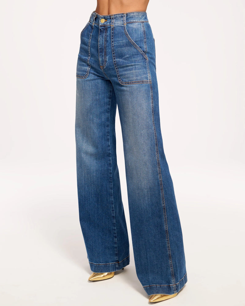 THEODORA WIDE LEG JEAN - MED WASH