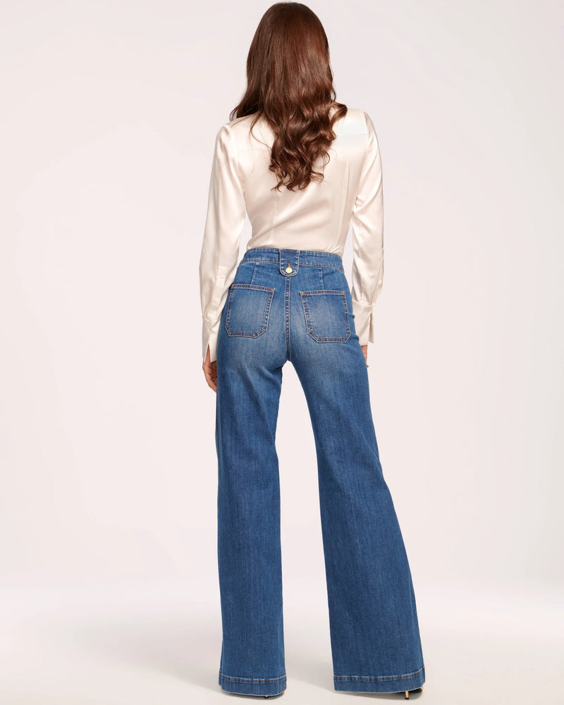 THEODORA WIDE LEG JEAN - MED WASH