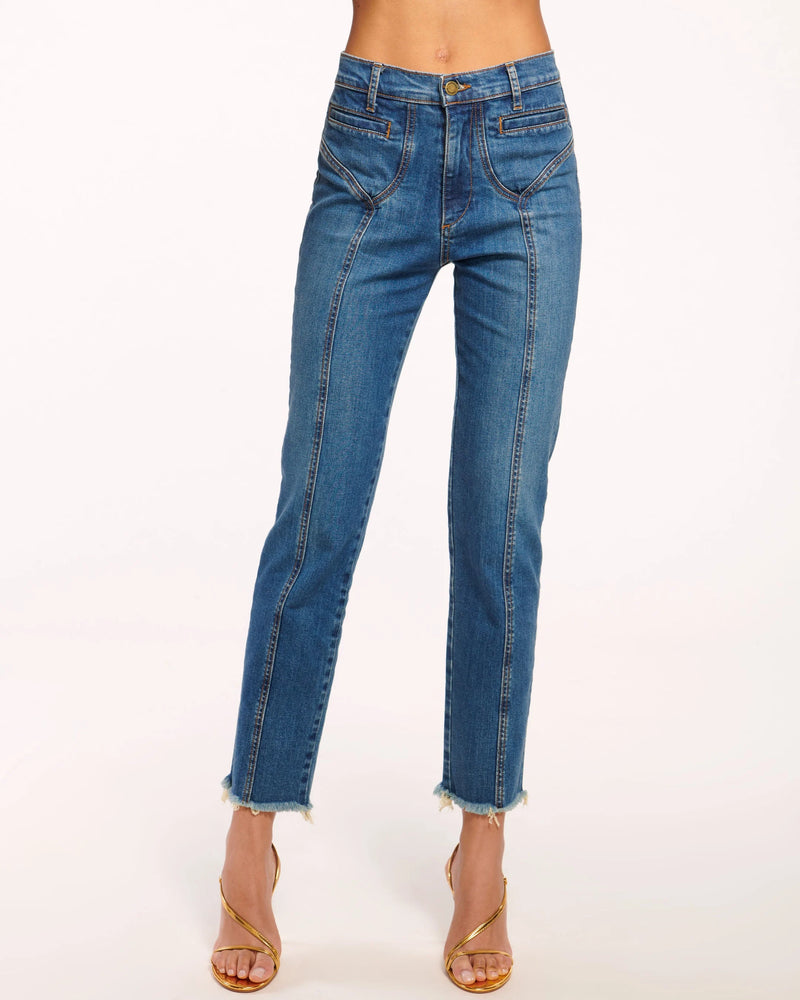 CROPPED ZAYNE HIGH RISE JEAN - MED WASH