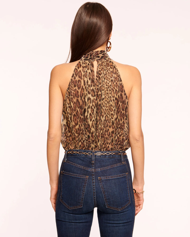 LILLIA ANIMAL PRINT HALTER TOP