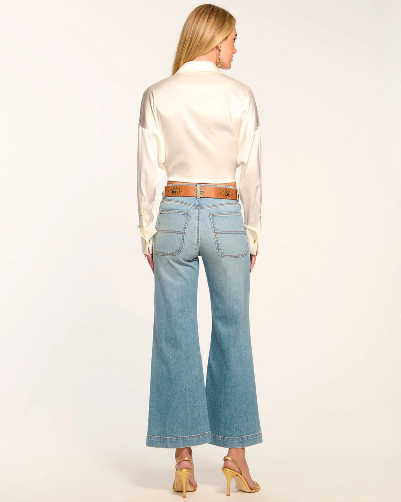 CROPPED CLIFFORD WIDE LEG JEAN - LT WASH