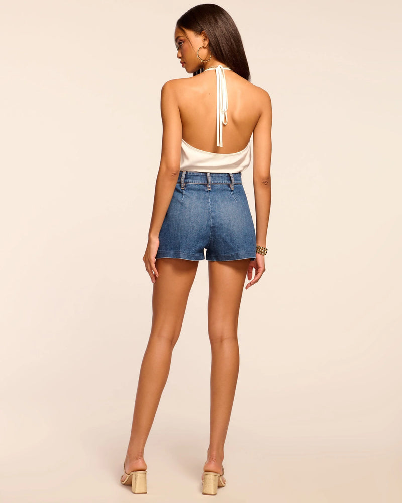 HILARY HIGH WAISTED DENIM SHORT - MED WASH