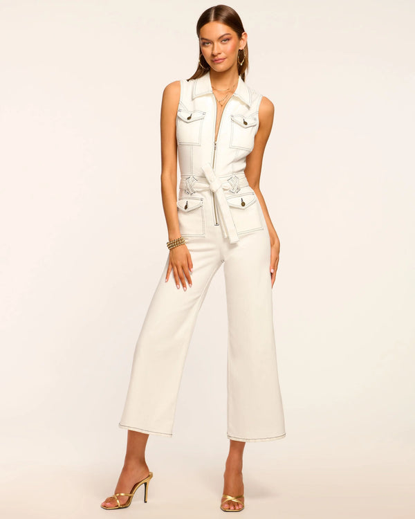 BELL JUMPSUIT-WHITE/NAVY