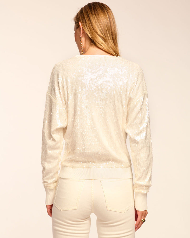 DELPHINA SEQUIN V-NECK L/S TOP