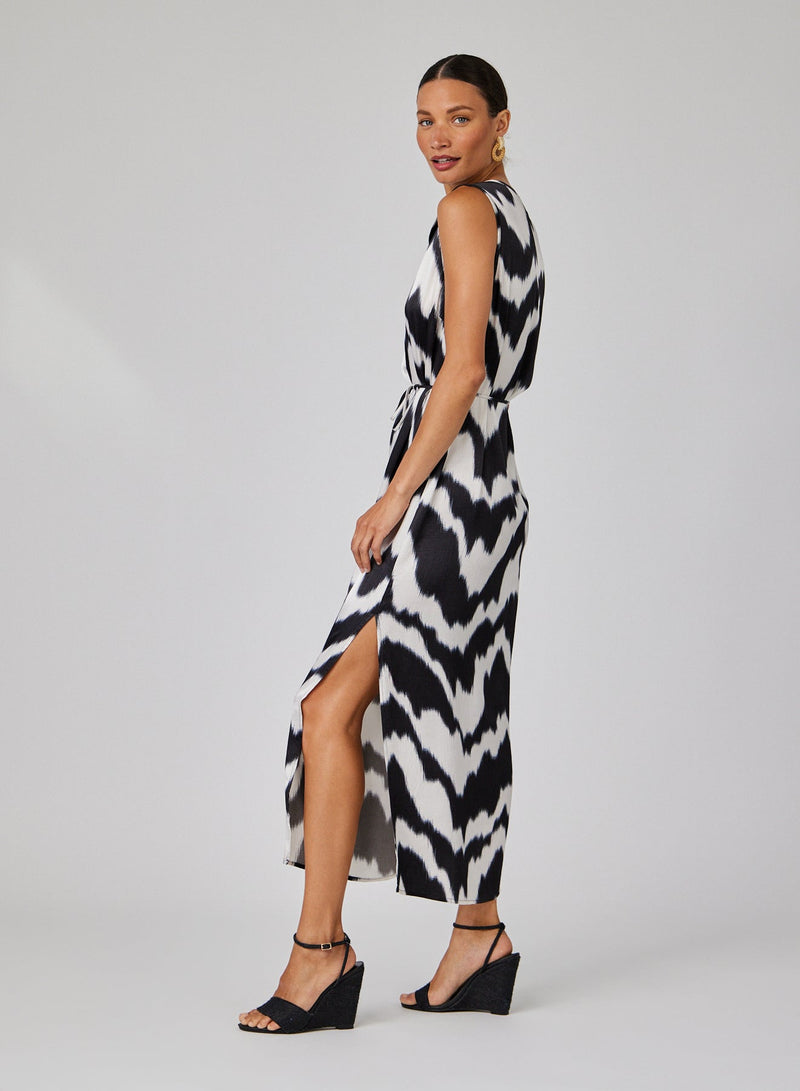 SLEEVELESS MAXI DRESS - ABSTRACT IKAT