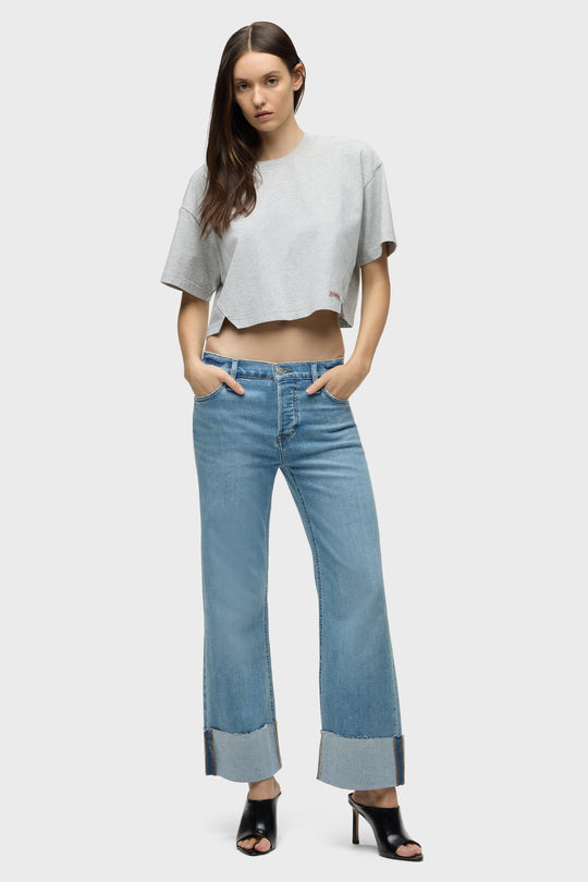 ROSIE HIGH-RISE WIDE LEG JEAN W/CUFF - OAK