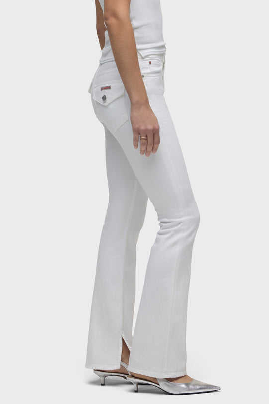 BARBARA HIGH-RISE BOOT W/FLAP ANKLE SLIT - WHITE