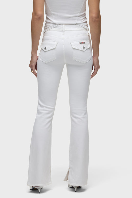 BARBARA HIGH-RISE BOOT W/FLAP ANKLE SLIT - WHITE