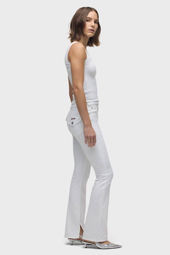 BARBARA HIGH-RISE BOOT W/FLAP ANKLE SLIT - WHITE