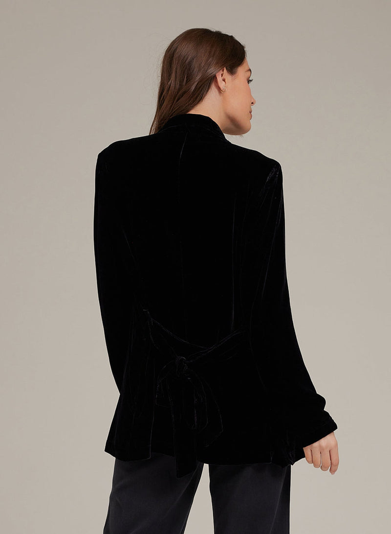 NOTCH COLLAR BELTED BLAZER - BLK