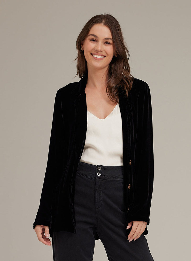 NOTCH COLLAR BELTED BLAZER - BLK