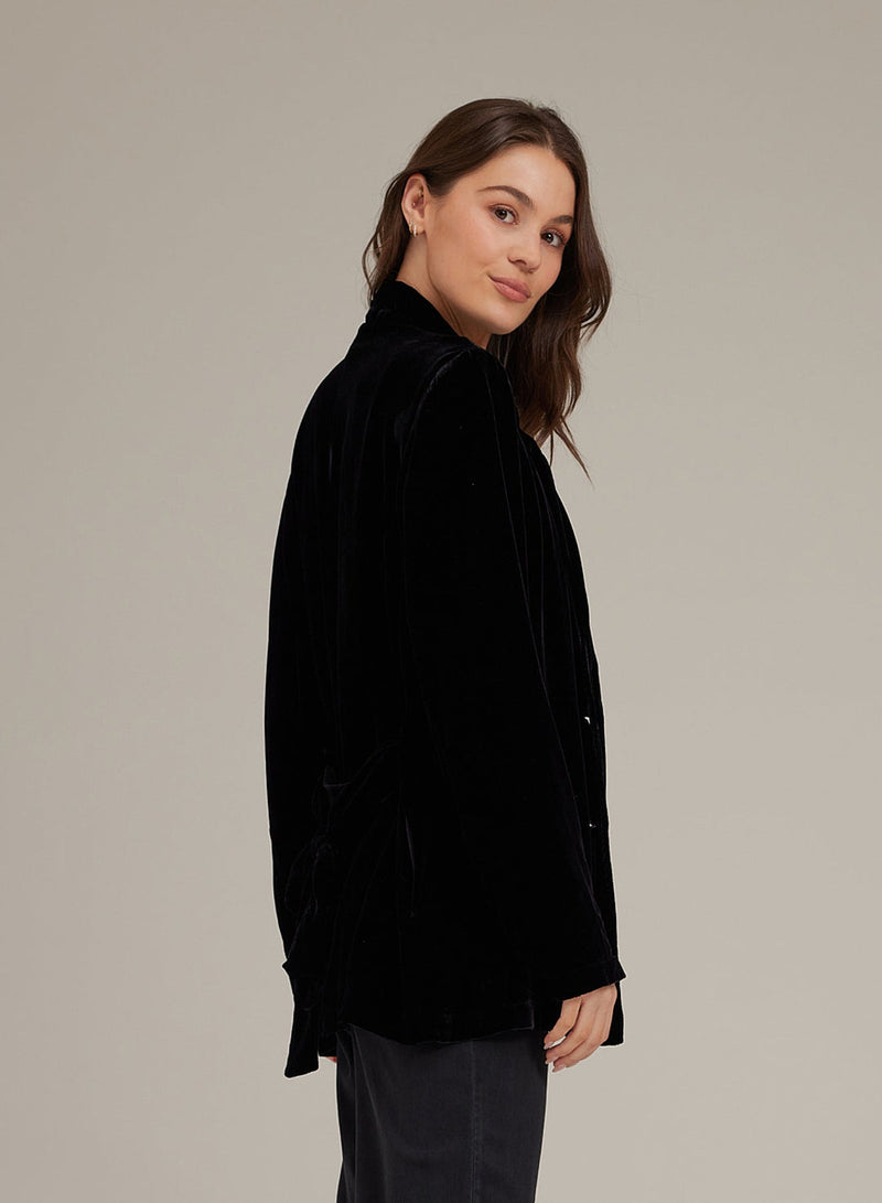 NOTCH COLLAR BELTED BLAZER - BLK
