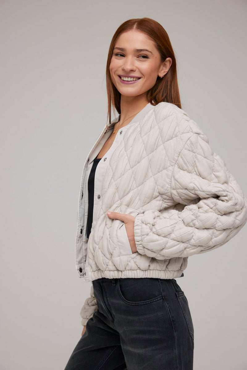 WELT POCKET BOMBER JACKET - WARM IVORY