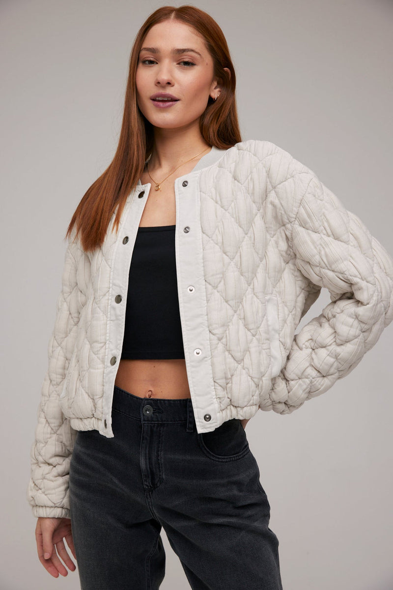 WELT POCKET BOMBER JACKET - WARM IVORY