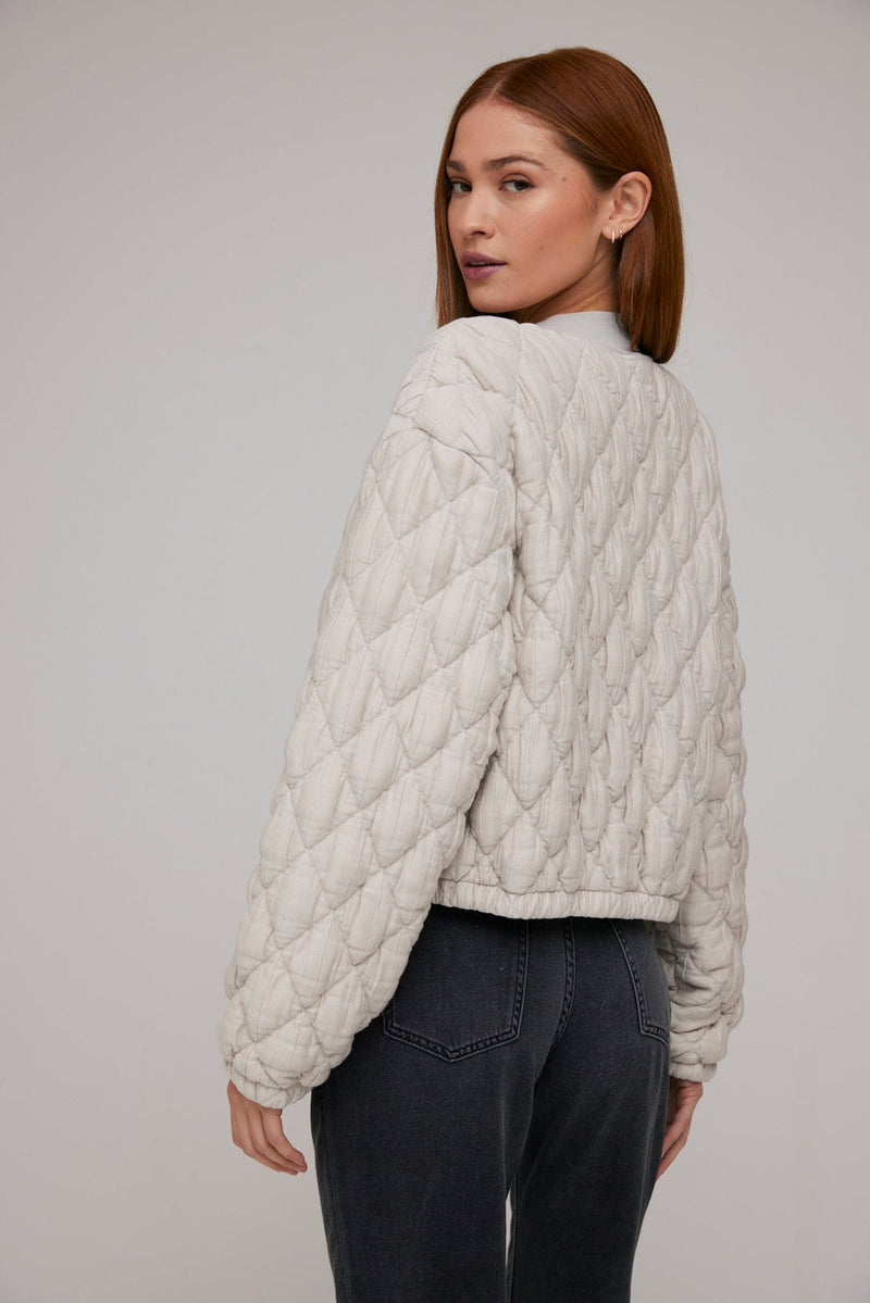 WELT POCKET BOMBER JACKET - WARM IVORY
