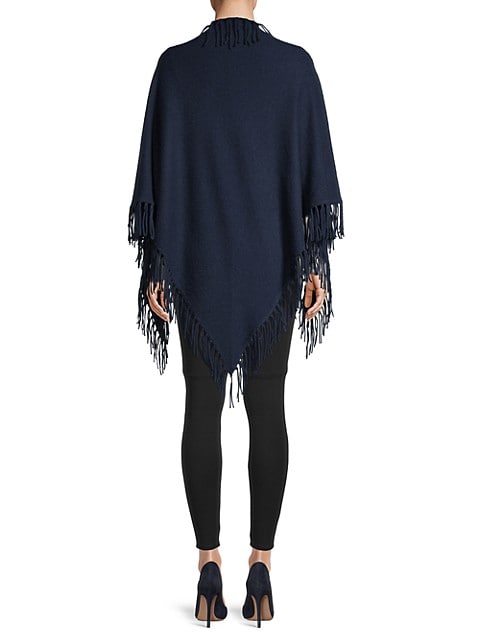 CASHMERE FRINGE SHAWL - NAVY