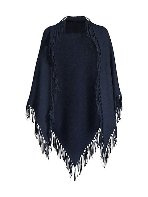 CASHMERE FRINGE SHAWL - NAVY