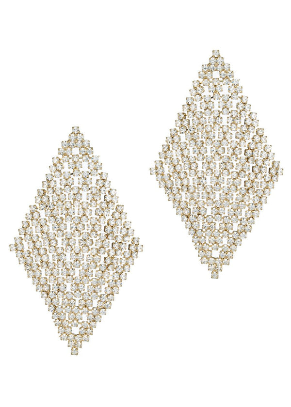DIAMOND SHAPE CZ ENCRUSTED SOFT CHANDELIER - ANTIQUE GOLD FINISH