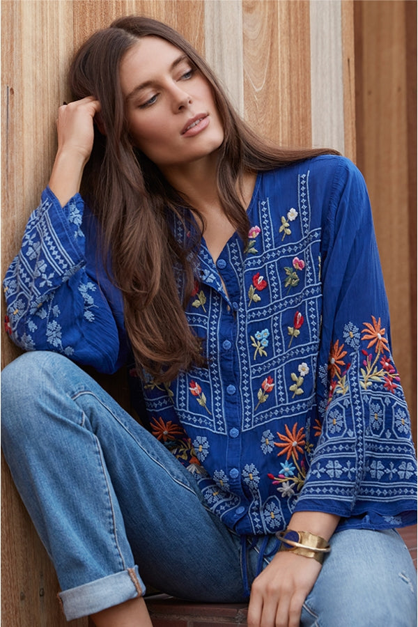 WYATT BLOUSE - DK BLUE