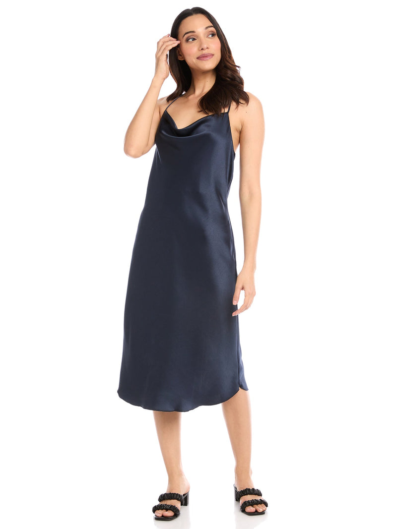 RACERBACK BIAS DRESS - NAVY