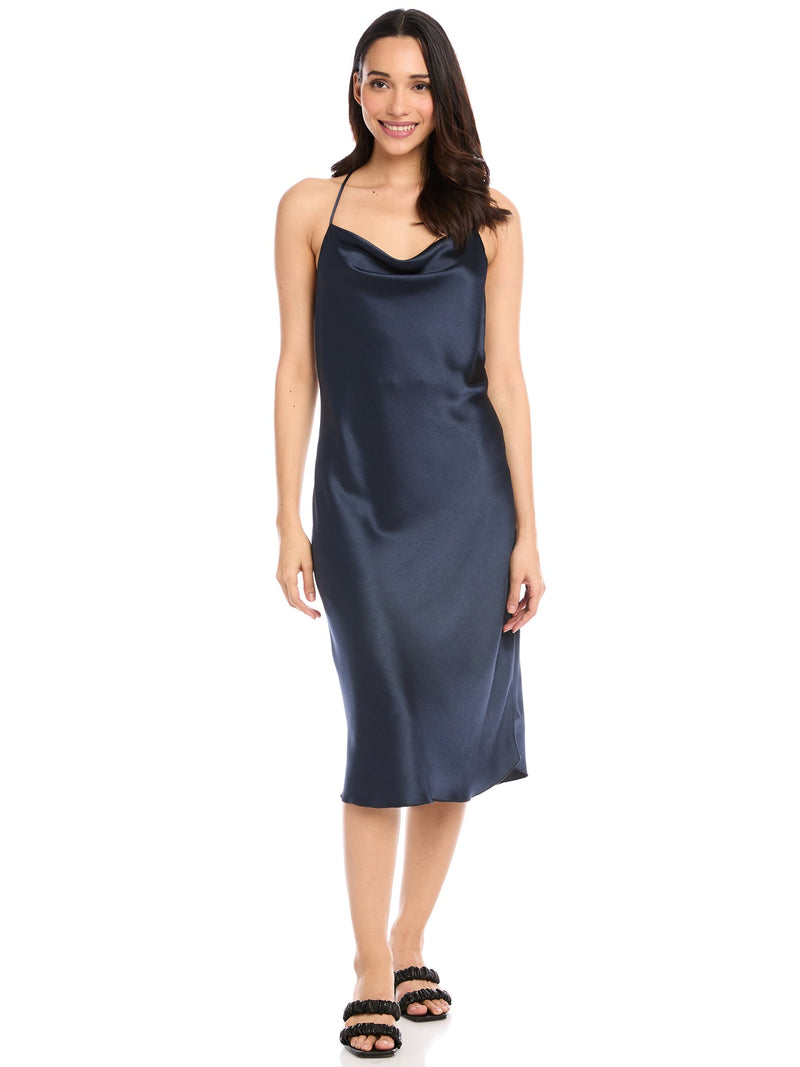 RACERBACK BIAS DRESS - NAVY
