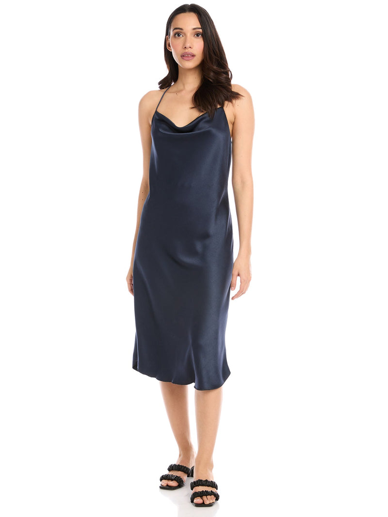 RACERBACK BIAS DRESS - NAVY