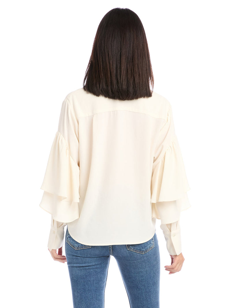 RUFFLE SLEEVE BLOUSE - CREAM