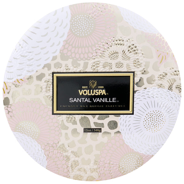 SANTAL VANILLE  3 WICK TIN CANDLE 12oz.