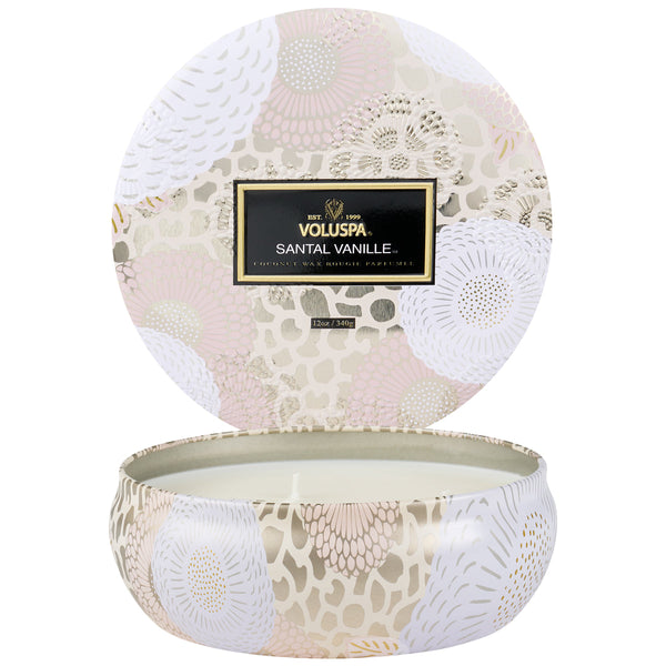 SANTAL VANILLE  3 WICK TIN CANDLE 12oz.