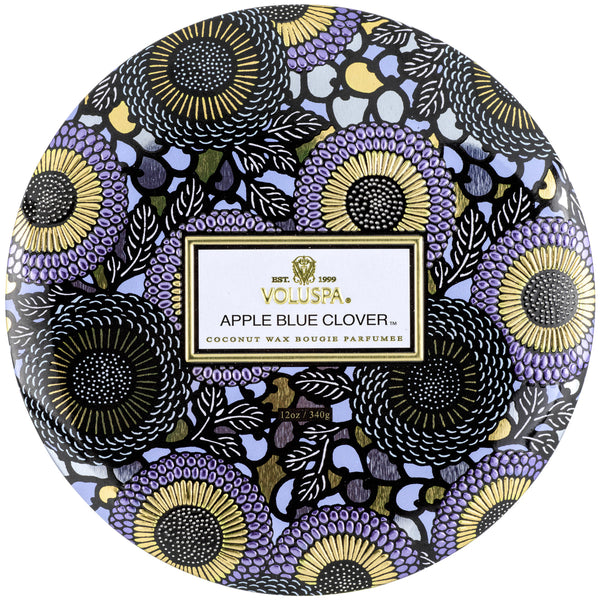 APPLE BLUE CLOVER 3 WICK TIN CANDLE 12oz.