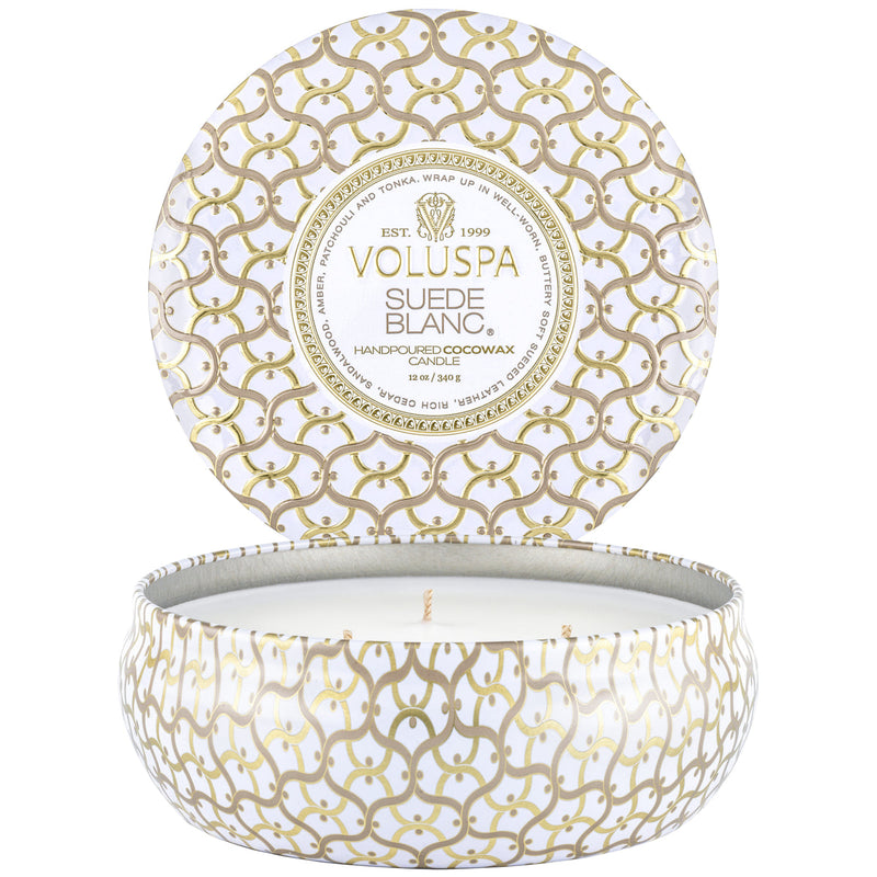 SUEDE BLANC 3 WICK TIN CANDLE 12oz.