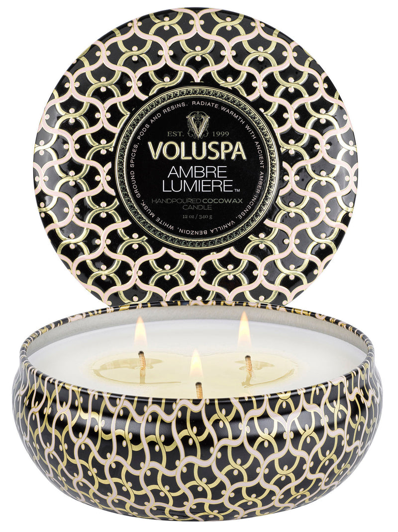 AMBRE LUMIERE 3 WICK TIN CANDLE 12oz.