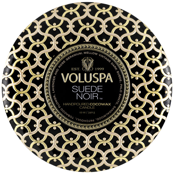 SUEDE NOIR 3 WICK TIN CANDLE 12oz.