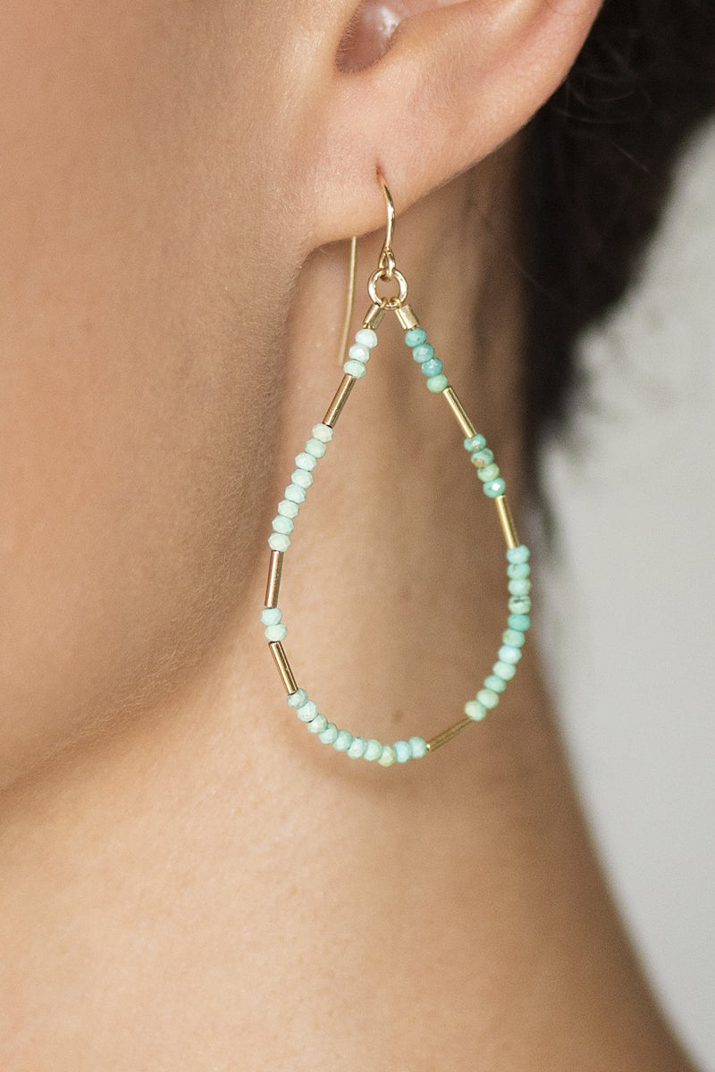 Turquoise Liquid Gold Hoops