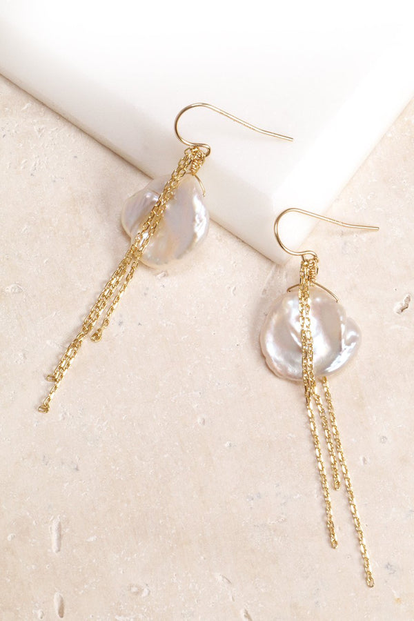 PEARL AND CHAIN EARRINGS