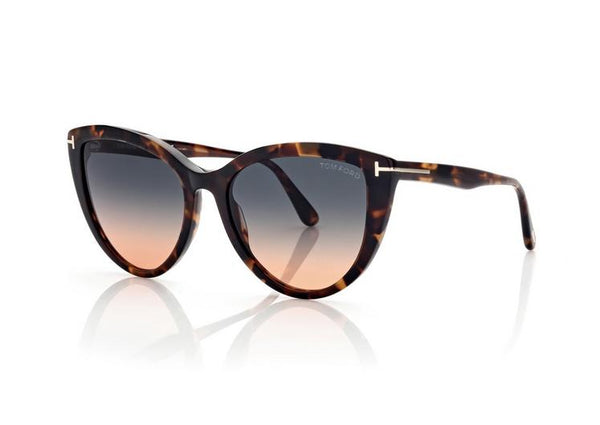 TOM FORD - ISABELLA - SHINY VINT. DK HAVANA GRAD. TEAL/ORANGE