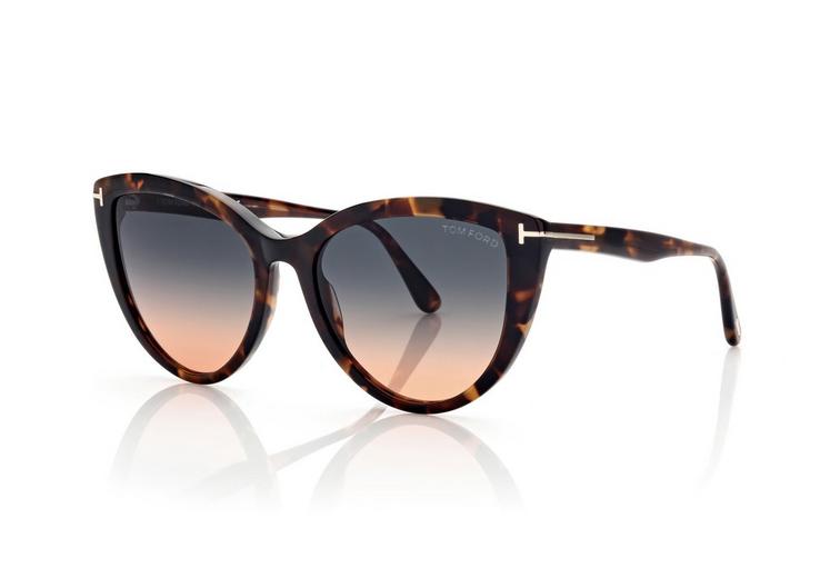 TOM FORD - ISABELLA - SHINY VINT. DK HAVANA GRAD. TEAL/ORANGE