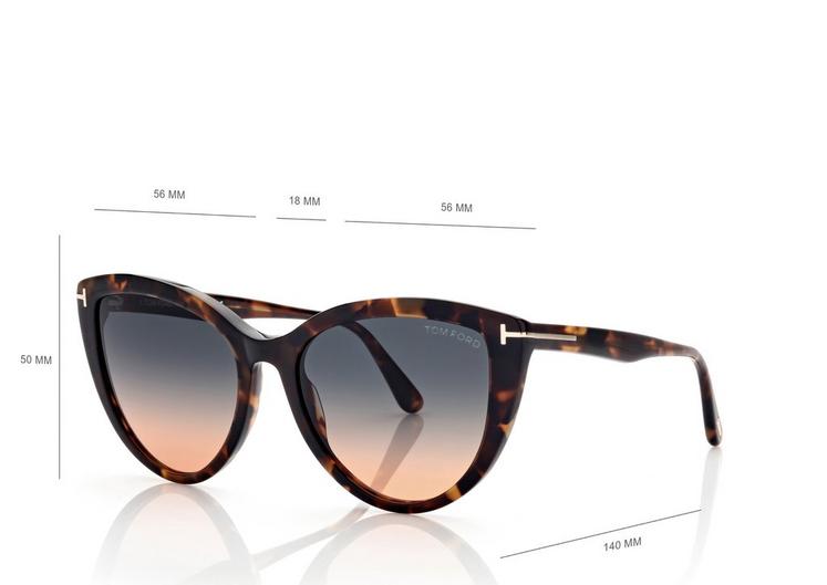 TOM FORD - ISABELLA - SHINY VINT. DK HAVANA GRAD. TEAL/ORANGE