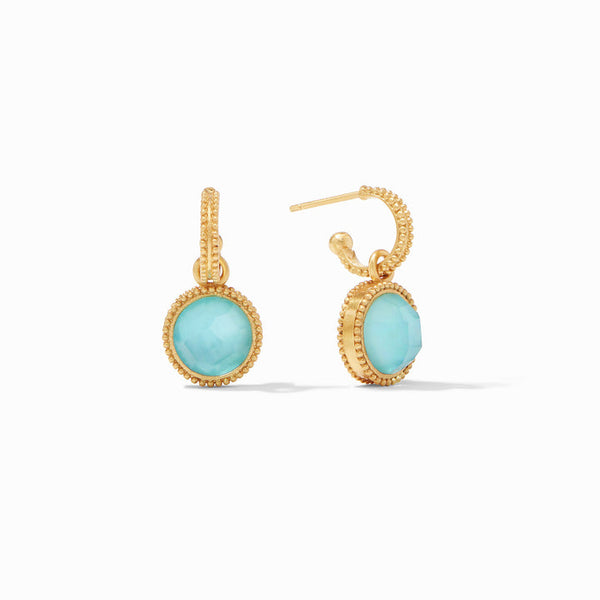 FLEUR-DE-LIS HOOP & CHARM EARRING - BAHAMIAN BLUE REVERSIBLE