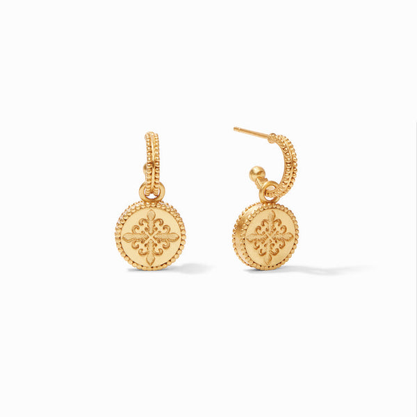 FLEUR-DE-LIS HOOP & CHARM EARRING - BAHAMIAN BLUE REVERSIBLE