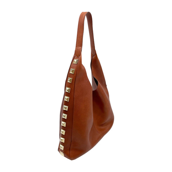 CLAIR LEATHER HOBO BAG - RUST