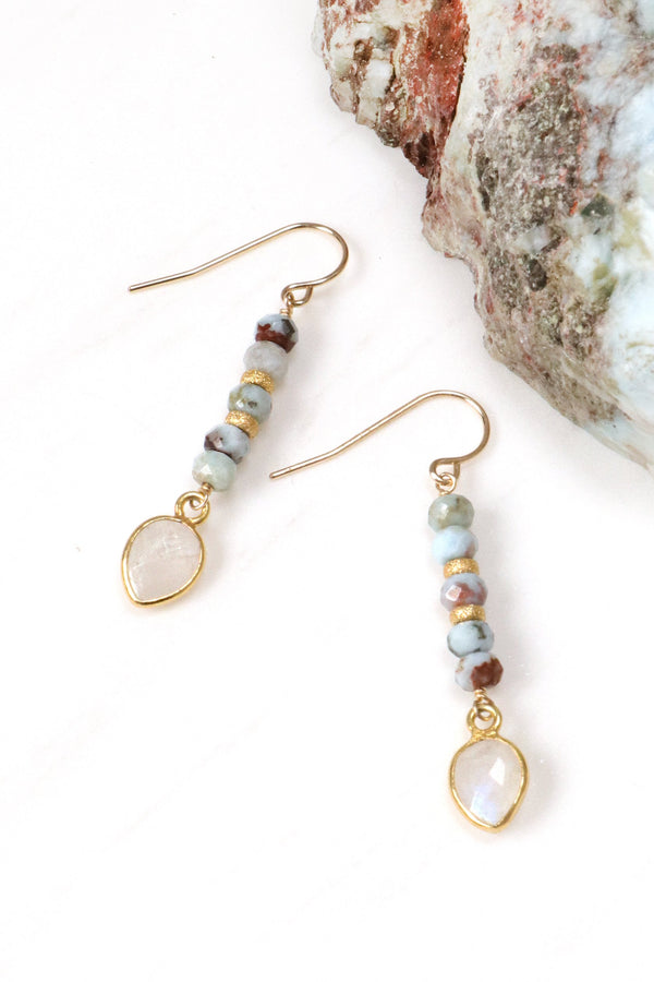 LARIMAR AND MOONSTONE EARRINGS
