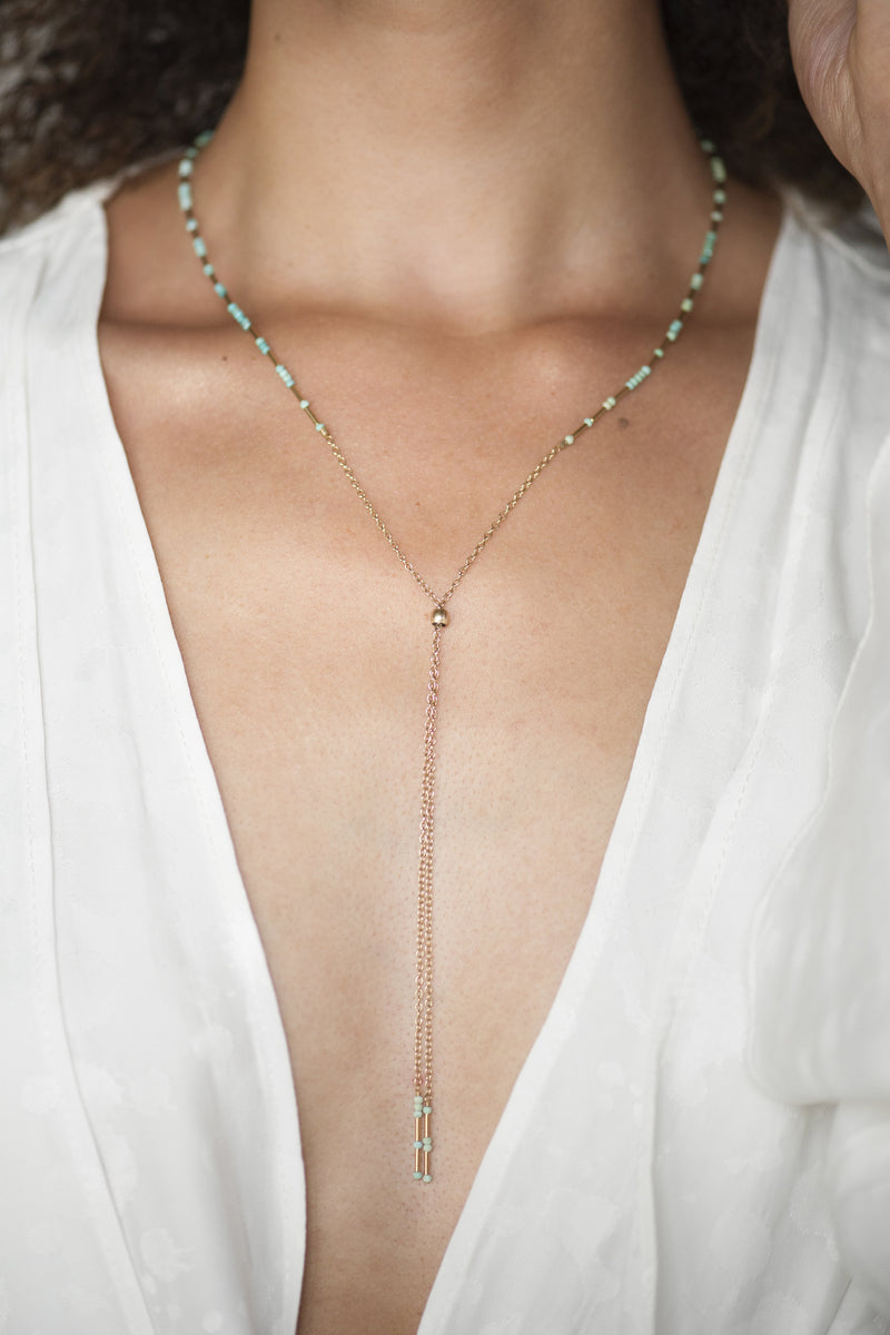 TURQUOISE LARIAT NECKLACE