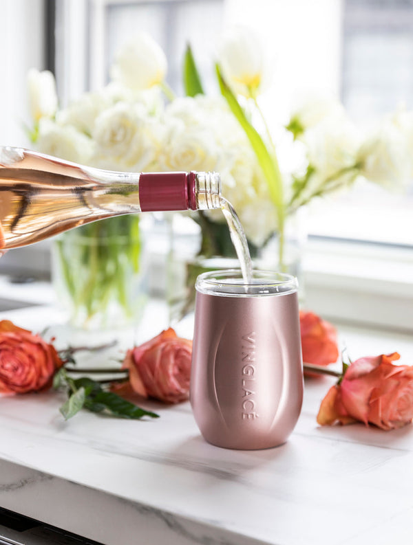 GLASS LINED WINE GLASS - ROSE GOLD